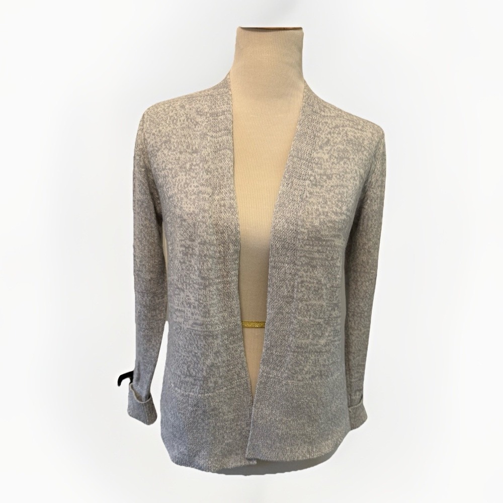 Loft Gray XS Open Front Long Sleeve‎ Cardigan Knit Sweater Pockets